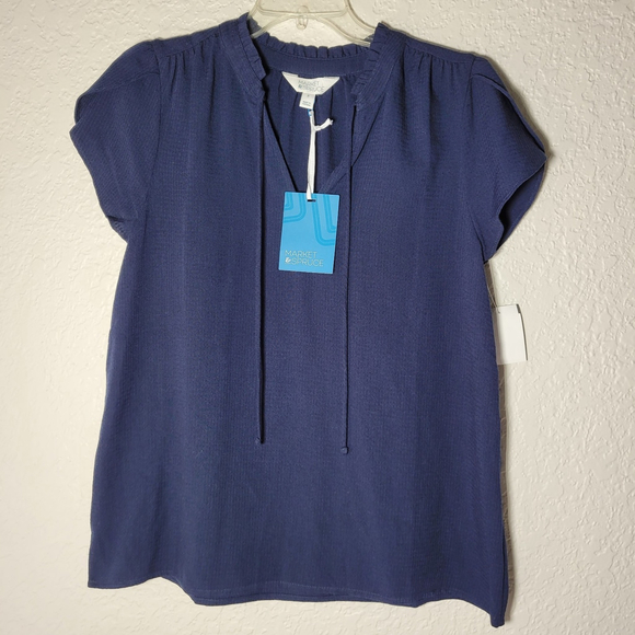 Market Spruce Tops - New Market & Spruce Navy Blue Women's Blouse Size Medium